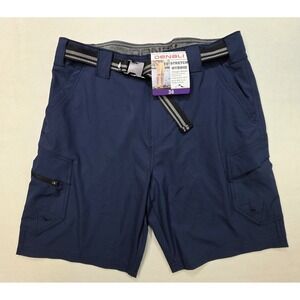 NEW Denali Hybrid Tech Cargo Shorts Mens 36 Blue Belted 4 Way Stretch